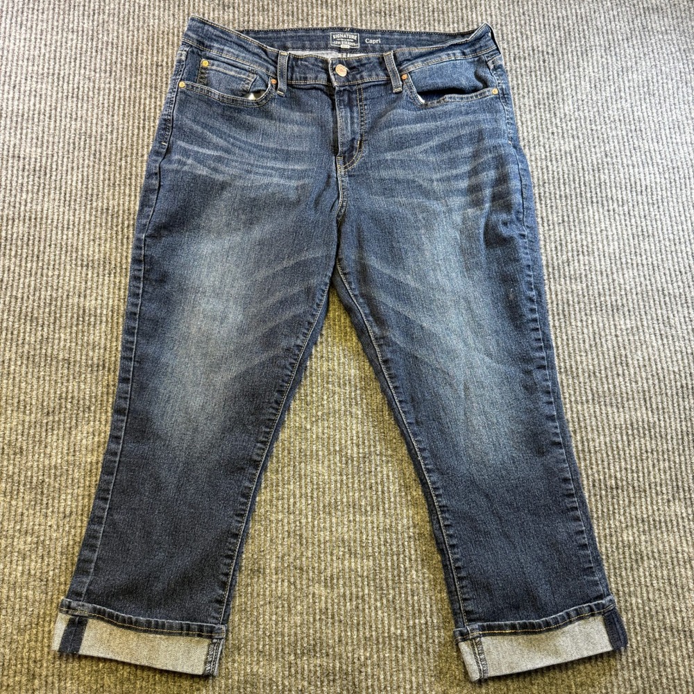 SIGNATURE BY LEVI STRAUSS CAPRI JEANS 14 BLUE COTTON POLYESTER GOLD LABEL DENIM